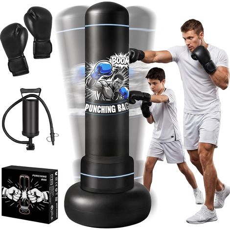 Sac de Frappe Gonflable 180cm avec Gants et Pompe pour Adulte (1/5)