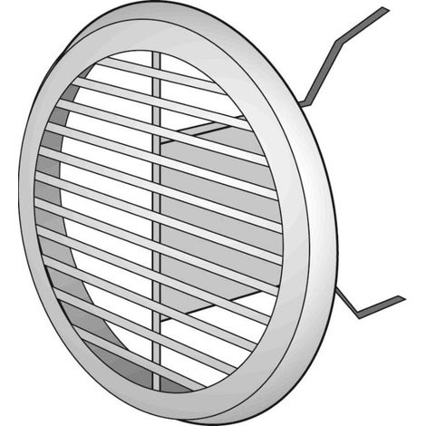 Grille d'aération ronde LGR 150w dim ext 180 mm / Diamètre nominal 125-160 / Métal blanc laqué