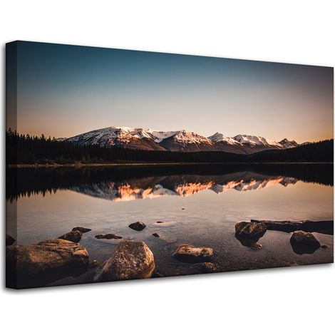 Leinwanddruck Naturlandschaft Berge Teich 80x50