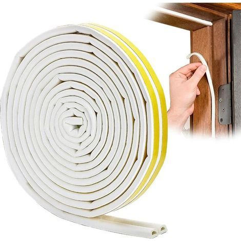 CSPARCV Türdichtung, PVC-Fensterdichtung D-Profil, Tür- und Fensterdichtung mit starker Haftung, Schalldämmung und Witterungsschutz, 6 Meter (Weiß) (1/5)