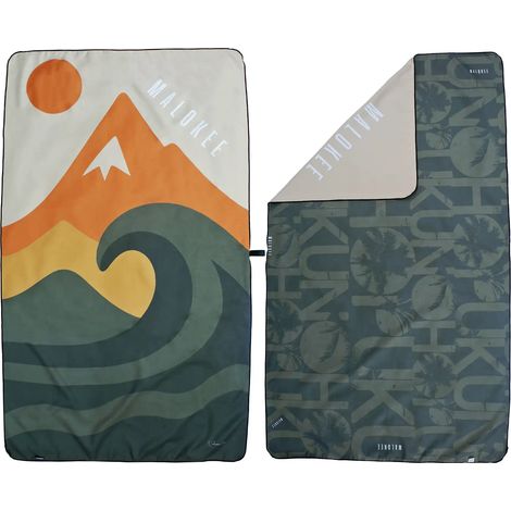 Toalla deportiva de microfibra verde para camping, 145 cm x 90 cm, de secado rápido. (1/5)