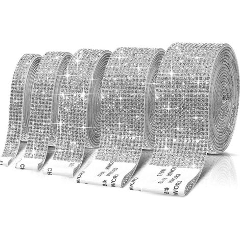 4 rouleaux de ruban adhésif brillant en cristal à motif diamant pour décoration DIY (1/5)