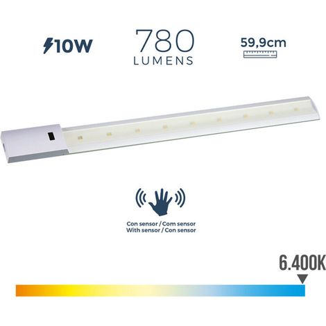 Réglette Led Avec Détecteur De Mouvement 10w 780lm 6400k Lumiere Froide 5,5x59,9cm