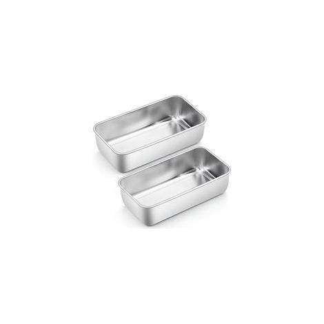 Juego de 2 moldes rectangulares para pan de acero inoxidable, para pan, pastel y tostadas, saludable, fácil de limpiar y apto para lavavajillas, 22 x 14.5 x 5 cm (1/5)