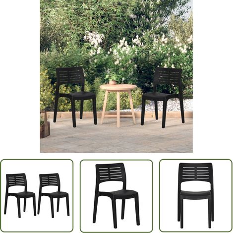 The Living Store Chaises de jardin lot de 2 Anthracite Polypropylène - Chaise De Jardin - Chaise Extérieure - Chaise D'extérieur - Mobilier De Jardin - Fauteuil De Jardin (1/5)