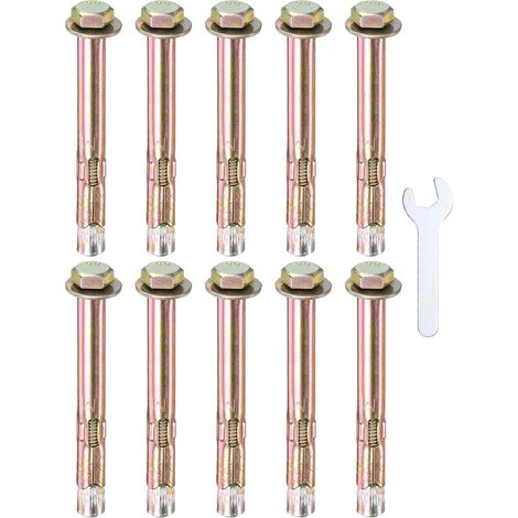 10-Pack Boulon À Expansion, M6x70mm, Acier Galvanisé, Clé 10mm, Pour Béton Et Maçonnerie (1/5)