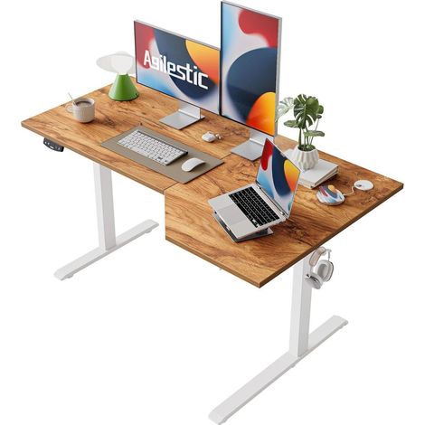 Stehschreibtisch elektrisch L Form höhenverstellbar Hellbraun 150x90cm (1/5)