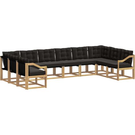 Set di divani da esterno 10 pz Bianco e Nero vidaXL (1/5)