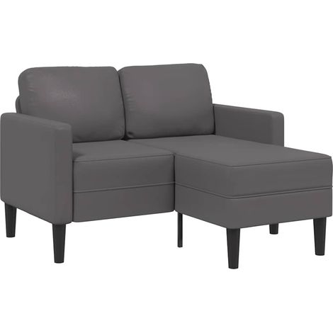 vidaXL Canapé 2 places avec méridienne en L gris 125 cm similicuir