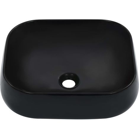 Lavabo vasque à poser Luxueux, Bac à laver, 44,5 x 39,5 x 14,5 cm Céramique Noir OIB6910E (1/5)