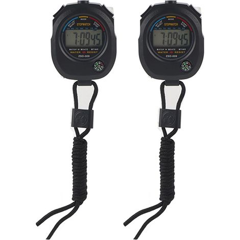 2 PCS Chronomètre Numérique LCD Portable Multifonction pour Sport/Course/Natation/Entraînement (1/5)