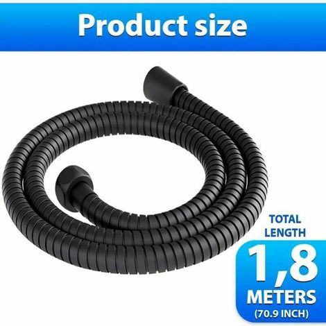 Tuyau de douche 200cm tuyau de douche universel en acier inoxydable anti-torsion anti-corrosion tuyau de douche 2m tuyau de douche tuyau de douche câble de douche universel noir zhuoxuan (1/4)