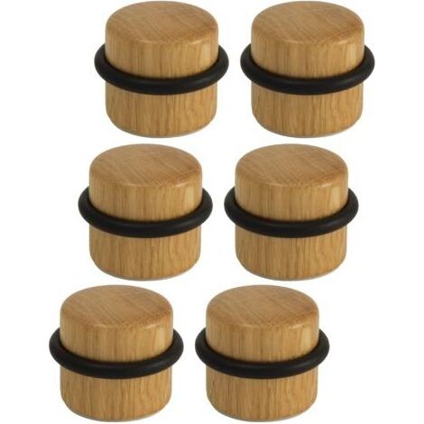 Arrêts de Portes - Butée de Porte Adhésive en Bois pour Sol - Butoirs de Porte Protection de Portes et Murs - Pack 6 unités (Chêne)- (1/5)