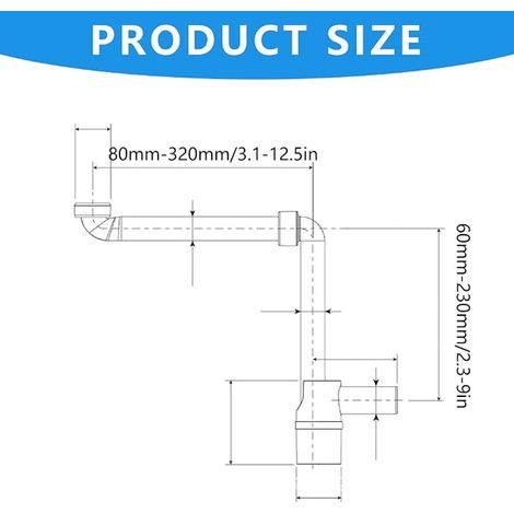 Siphon d'économie d'espace de 1 1/4" pour lavabo - Siphon réglable à 360° - Siphon anti-odeurs - Pour lavabo de salle de bain, lavabo - Blanc (1/2)