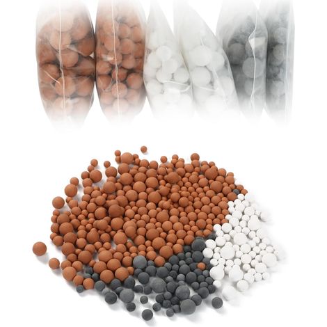 Lot de 6 paquets de billes minérales pour pommeau de douche, pierres filtrantes antibactériennes, anti-calcaire, minérales, balles de douche, ions négatifs, boules de douche, filtre ionique (1/5)