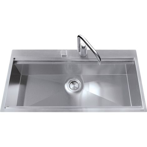 Évier de cuisine Inox lisse Napoli - L 860 x l 500 x P 251 mm - sous-meuble 90 cm - Aquatop (1/4)