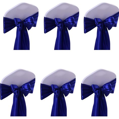 Stretch Satin Noeud Chaise Ceinture Chaise Dos Noeud Ruban Fournitures Décoratives (Bleu Royal) 6 pcs (1/5)