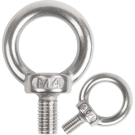 10 Stück M4-Ösenschrauben mit Hebering, Edelstahl 304 A2-70, Außengewinde, für Befestigung und Aufhängung im Innen- und Außenbereich. (1/5)