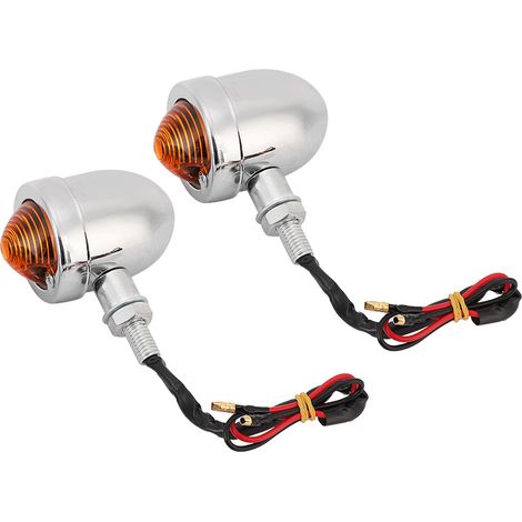 Feu clignotant moto jaune ampoule indicateur de virage accessoire modification chromé (1/5)