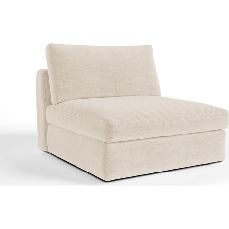 Fauteuil en tissu tramé toucher doux beige (1/5)