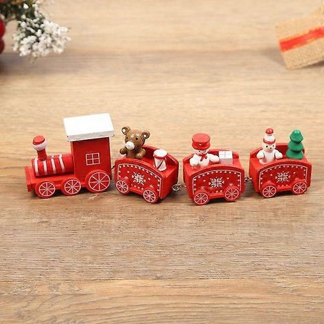 Train de Noël en bois, artisanat en bois, décorations de Noël pour fenêtres, cadeaux de Noël, bonne année, rouge (1/5)