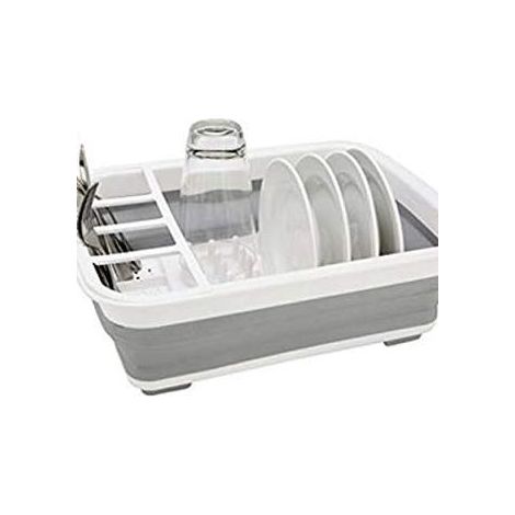 Égouttoir à vaisselle compact, pliable et peu encombrant, idéal pour la maison, le camping et la caravane. (1/4)