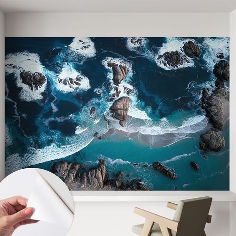 Carta da parati autoadesiva moderna - fotomurale - lavabile - ufficio - design moderno - Onde oceaniche 152x104 cm (1/5)
