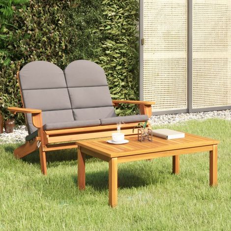 Ensemble de salon de jardin Adirondack 2 pcs - Ensemble Table et Chaise de Jardin - bois acacia solide BV992365 - BonneVie (1/5)