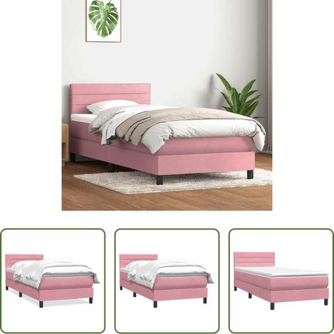 Matratze - Boxspringbett mit Matratze Rosa 80x220 cm Samt (1/5)