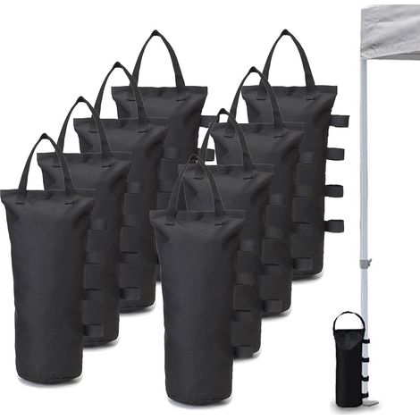 Lot de 8 Sacs de Poids pour auvent Pop-up - Sacs de Sable pour Parasol de terrasse - Abri Solaire instantané - Noir (1/5)