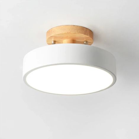 Plafonnier industriel nordique pour entrée, salon, salle à manger, chambre, bureau, salle de bain, lumière blanche, matériaux bois et fer (1/5)