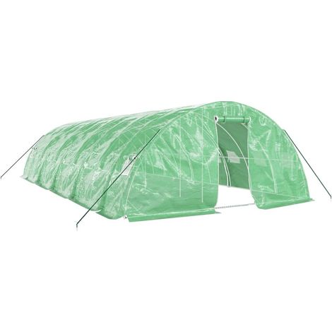 Serre avec cadre en acier vert 50 m² 10x5x2,3 m