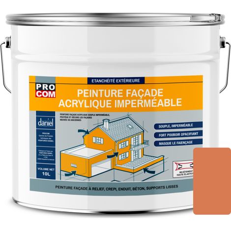 Procom – Peinture façade acrylique étanche 10L – Protection durable jusqu'à 10 ans – Convient pour façades crépies et à relief – Résistante aux intempéries - cc7e5b (1/3)