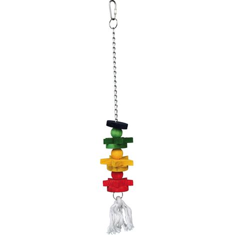 Trixie, Giocattolo in Legno colorato con Catena e Corda, 30 cm, Confezione da 4
