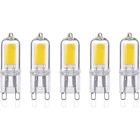 Ein Set aus 5 G9 2W LED-Lampen, 6000K kaltweißes Licht, 250 Lumen, 360° Abstrahlwinkel, 80+ Ra, AC 220-240V, nicht dimmbar. (1/4)