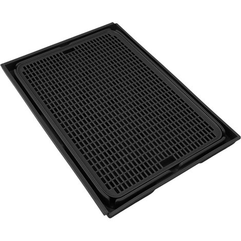 Tapis pour litière pour chat spacieux, double couche, lavable, antidérapant, noir (1/5)
