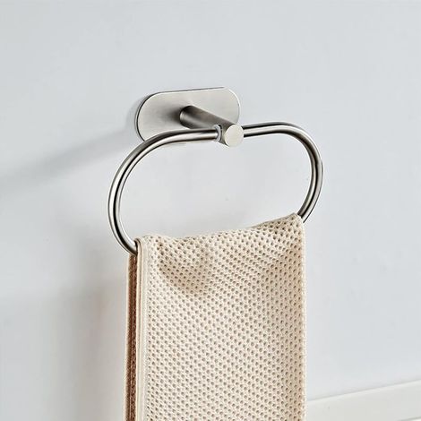 Handtuchring, runder Handtuchhalter, moderner Stil, Handtuchstange aus verchromtem Edelstahl 304 für Badezimmer, Küche, Terrasse (Silber) (1/4)