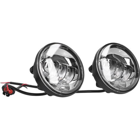 2 Phares Antibrouillard Moto LED Ronds 4,5 pouces IP67 6500K Blanc Coupelle Argentée Universels Feux de Route Spot (1/5)