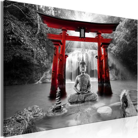 Tableau Imprimé "Buddha Smile Wide Red" 80 x 120 cm (1/2)