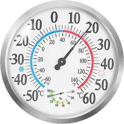 Thermomètre d'extérieur 30 cm avec chiffres, thermomètre mural décoratif d'intérieur, hygromètre, station météo de jardin, SimpleWHBYV (1/4)