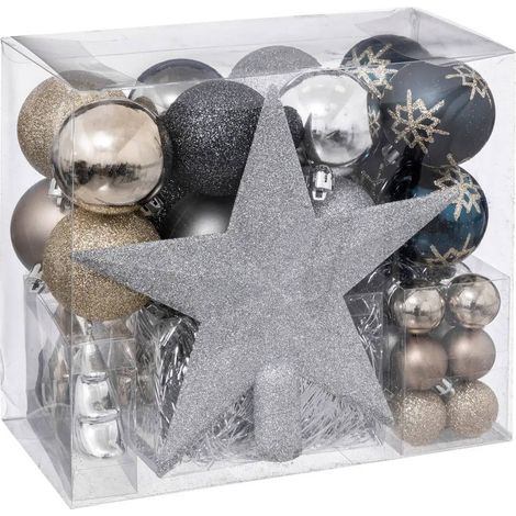 Weihnachtsschmuck, verschiedene Farben, 44-teiliges Set