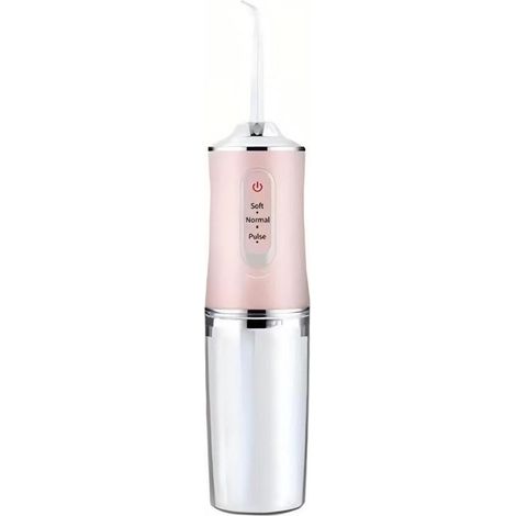 Hydropulseur buccal rechargeable avec 3 modes de pression et embout rotatif à 360° rose