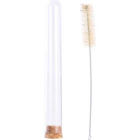 Lot de 12 tubes à essai en plastique de 20 x 150 mm avec bouchon en bois et goupillon pour expériences scientifiques et rangement de bonbons.