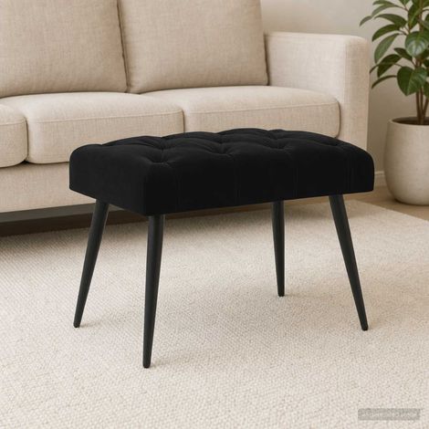 vidaXL Panchina con bottoni imbottiti Nero 60 x 40 x 45 cm Velluto