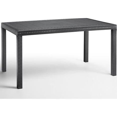 TAVOLO RESINA RETTANG. """URANO""" ANTRACITE SIMILRATTAN 140X80X72H CM