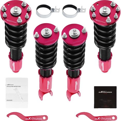 Suspensión coilover, altura de conducción ajustable, construcción de aluminio 6061, compatible con Honda/Accura/Accord, resortes de alta resistencia, fácil instalación. (1/5)