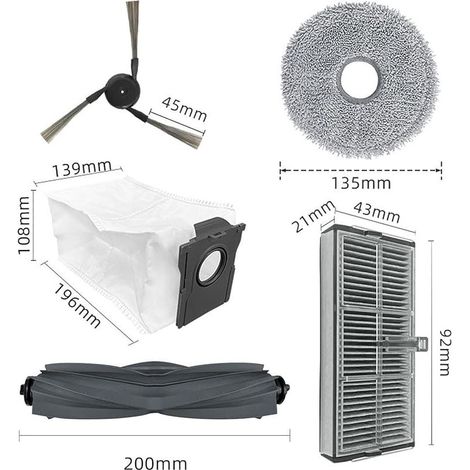 FOREHILL Zubehörset für dreame L40 Ultra / X40 Ultra Complete / Mova P50 Pro Ultra Saugroboter: 20-teiliges Set – 2 Hauptbürsten, 4 Filter, 6 Seitenbürsten, 4 Wischmopps, 4 Beutel (1/5)