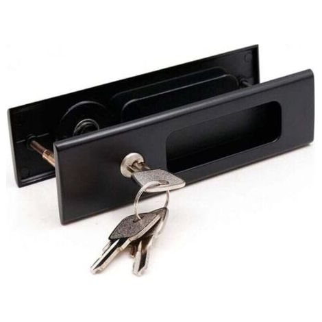 QORVA-Poignée de porte coulissante avec serrure, serrure de porte coulissante, poignée de serrure antivol pour patio avec clés, noir