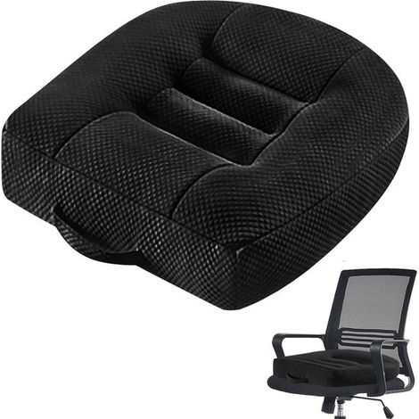 Coussin de siège rafraîchissant noir 40 x 40 x 12 cm, coussin de confort surélevé avec surface antidérapante et poignée, pour voiture, bureau et maison, soulage la pression et la chaleur (1/5)