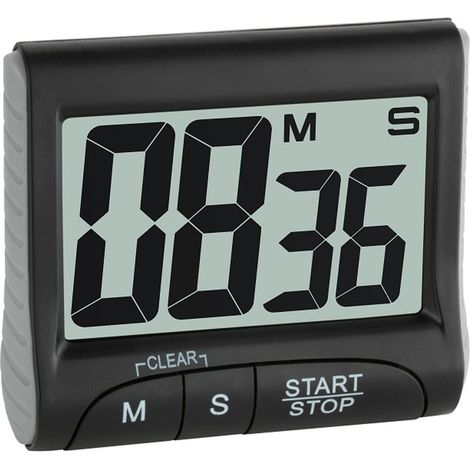 Minuteur et chronomètre numérique, 38.2021.01, chronomètre électronique pour œufs, avec écran, Grands Chiffres, Cuisine Accessoires, réveil à Temps Court, jusqu'à 99 Min 59 Sec, Noir (1/4)